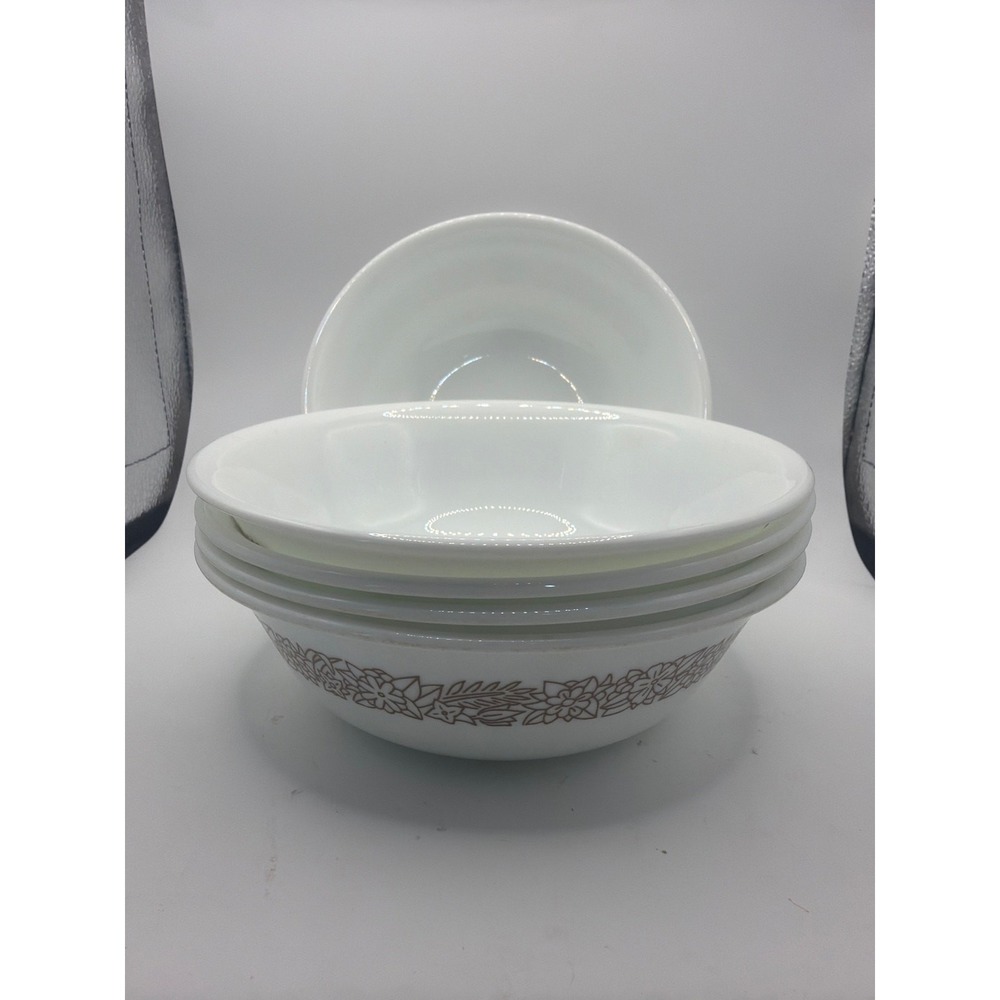 5 Vintage Corelle "Woodland Brown" Cereal Bowls,